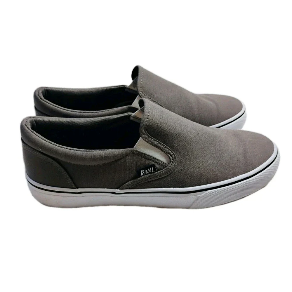 Rival‎ Mens Gray Slip-On Canvas Shoes Size 10